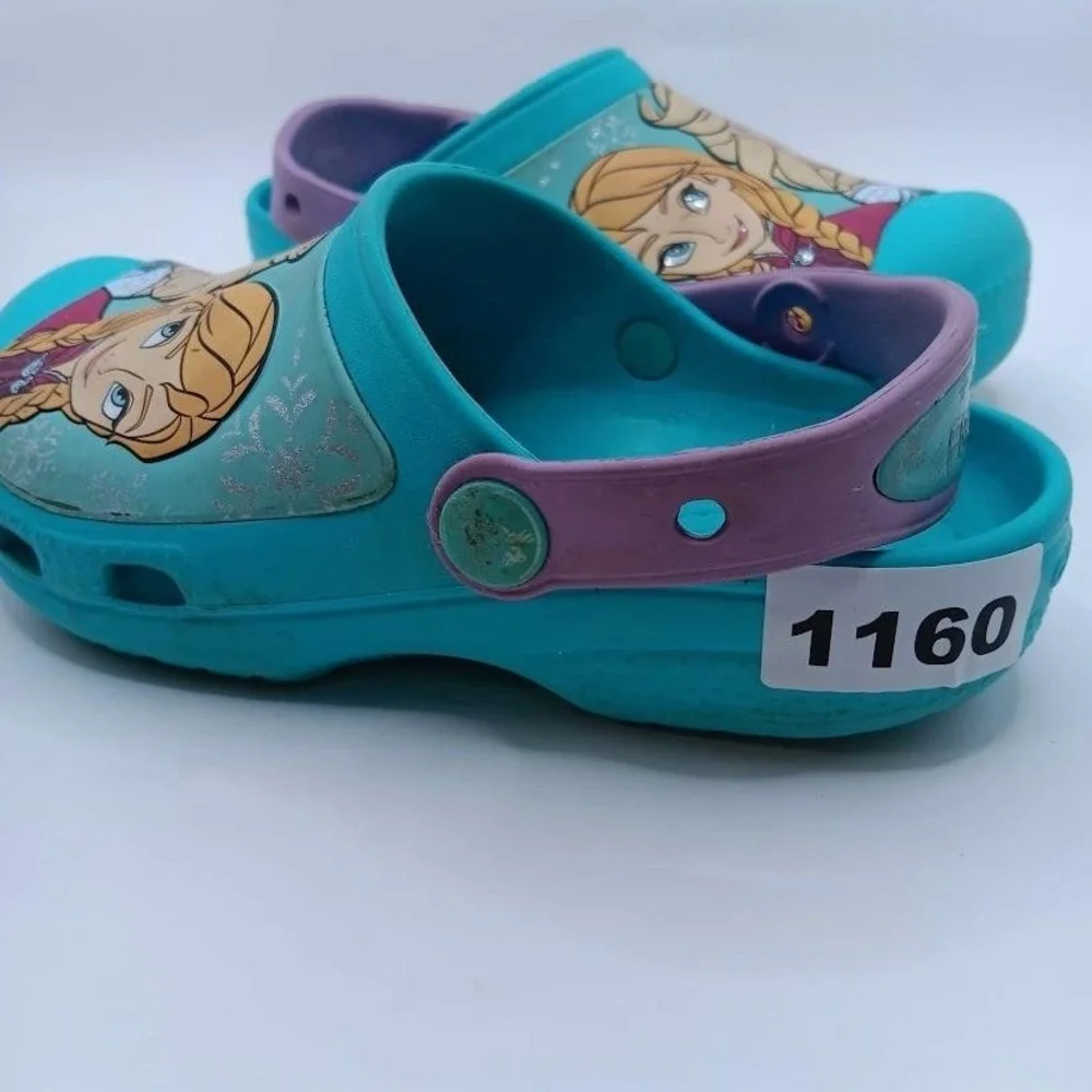 Disney Frozen Crocs Shoes Girls‎ Size C13 Blue Purple Elsa Anna Slip On Comfort